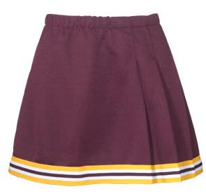 4070 Adult 3-Pleat Cheer Skirt with trim, 4080 Youth 3-Pleat cheer skirt with trim