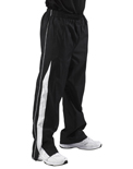 Lined microfiber polyester warm-up pant with zipper leg opening