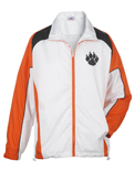 White warm-up jacket with color accents includes women cut style